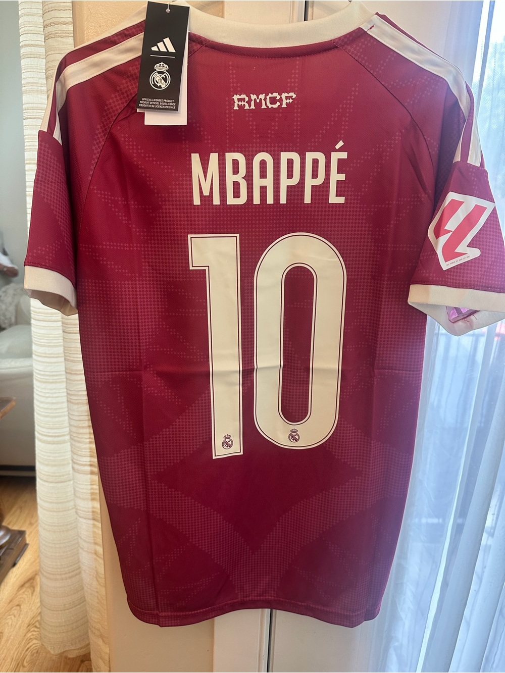 adidas Men’s Soccer Jersey MBAPPÉ #10 — Burgundy with White Accents